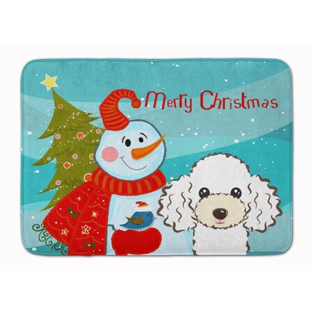 Carolines Treasures Snowman with White Poodle Machine Washable Memory Foam Mat BB1877RUG